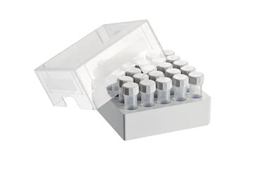 艾本德儲存盒 5 × 5, 可放置 25  個(gè)螺旋蓋管，5  mL，2  件，高 76  mm，3  英寸，聚丙烯材料，可耐受最低 -86  °C，可高溫高壓滅菌，帶蓋子并具有數(shù)字字母標(biāo)識